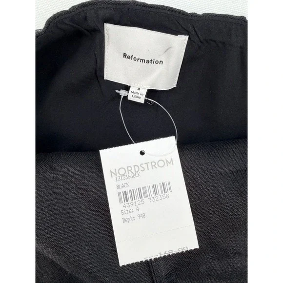 Reformation Tate Linen Halter Top Black Button Front Size 4 NWT - Picture 6 of 16
